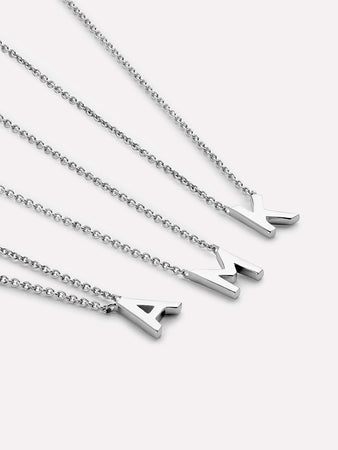 Silver Initial Necklace - Letter Necklace