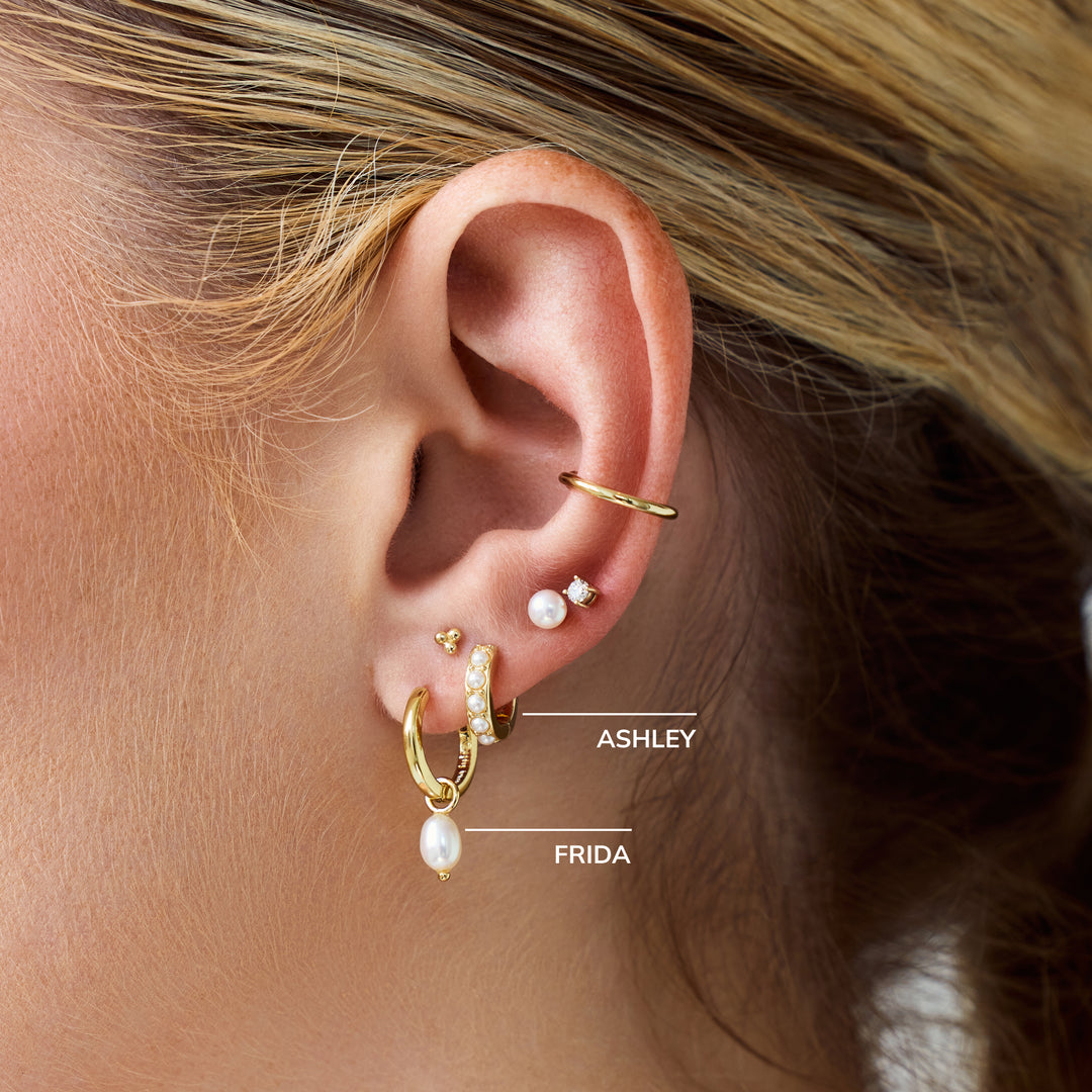 Pearl Huggie Hoops - Ashley