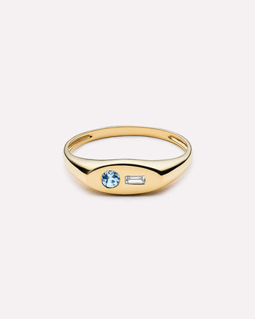 Birthstone Ring - 2 Stone Signature Signet Ring