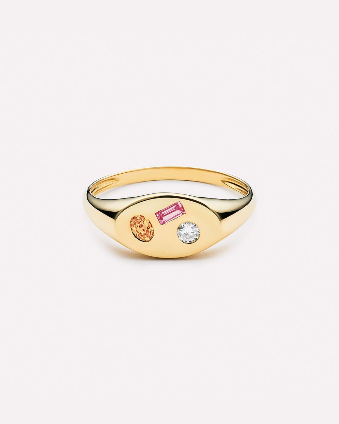 Birthstone Ring - 3 Stone Signature Signet Ring