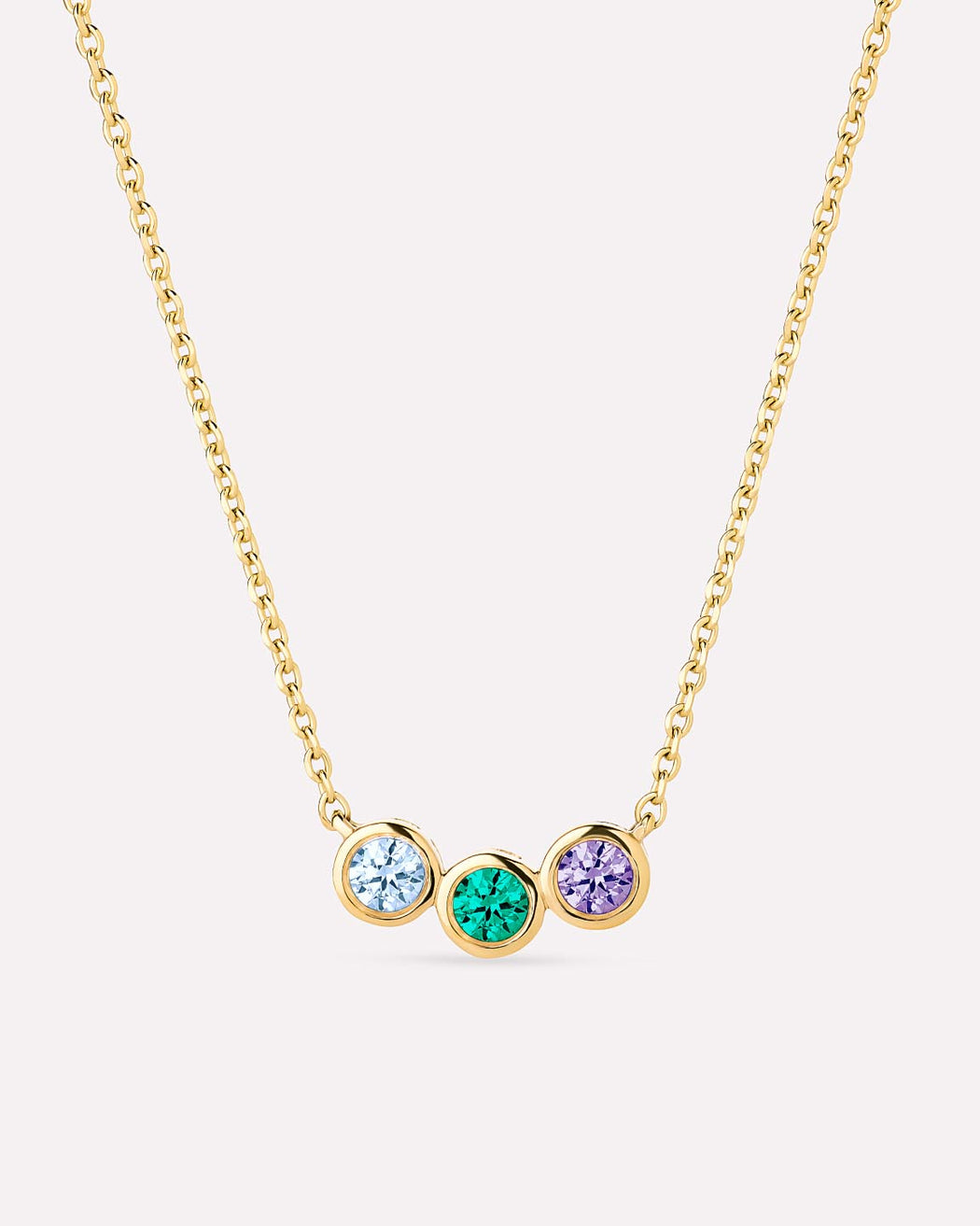 Birthstone Necklace - 3 Stone Birthstone Necklace