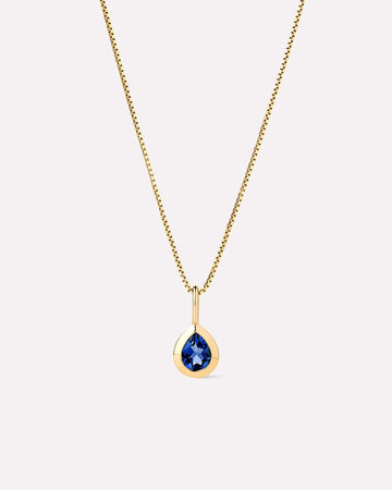 Solid Yellow Gold - Teardrop Charm Necklace