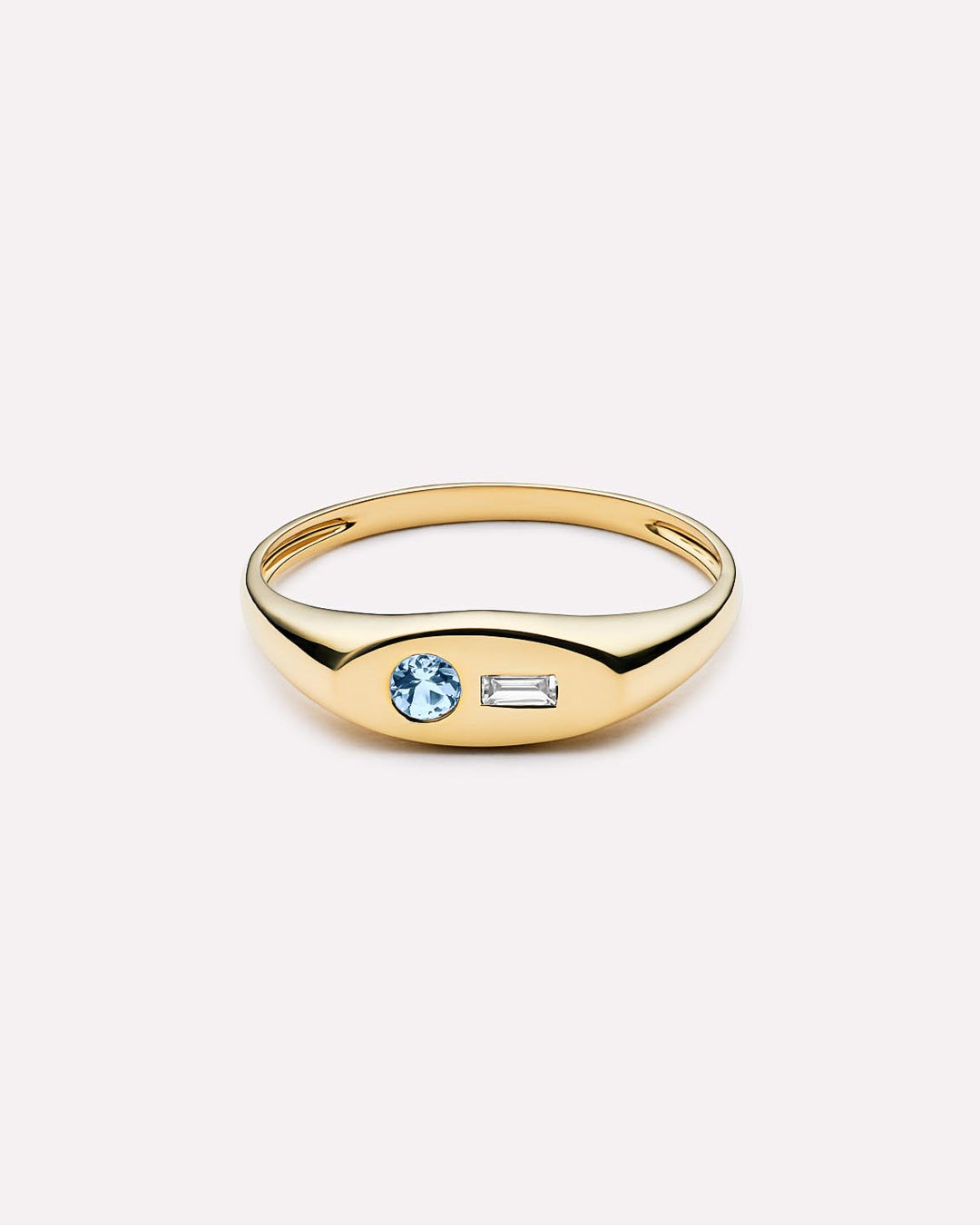 Solid Yellow Gold - 2 Stone Signature Signet Ring