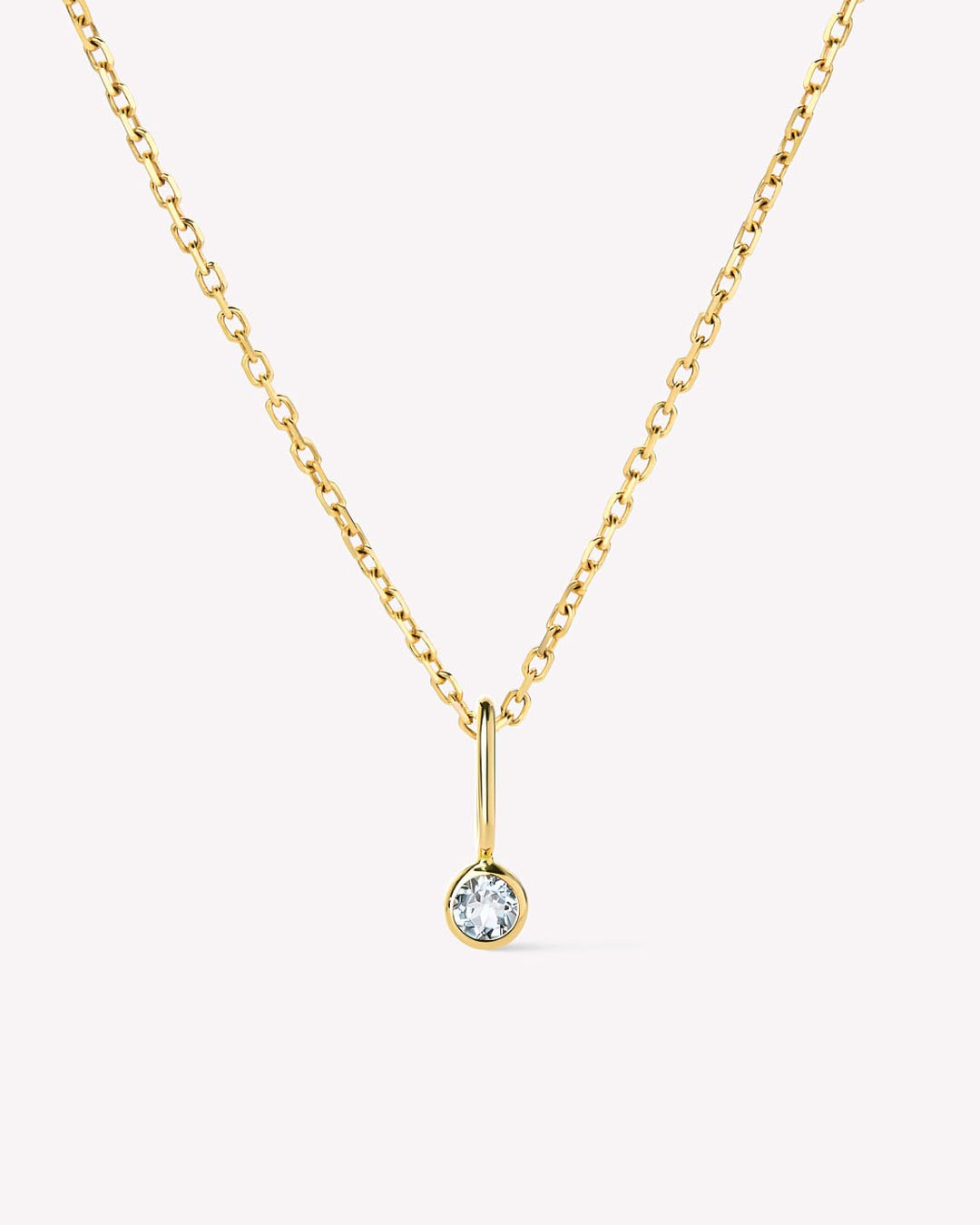 Solid Gold Aquamarine Spring Ring Clasp Birthstone Pendant Necklaces For Women Ana Gold Birthstone Necklace