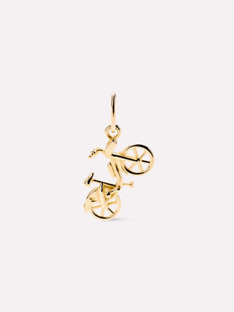 Solid Gold Bike Sport Outdoor Necklace Charms For Women Bike Charm