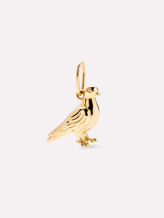 Solid Gold Birds Necklace Charms For Women Pigeon Charm
