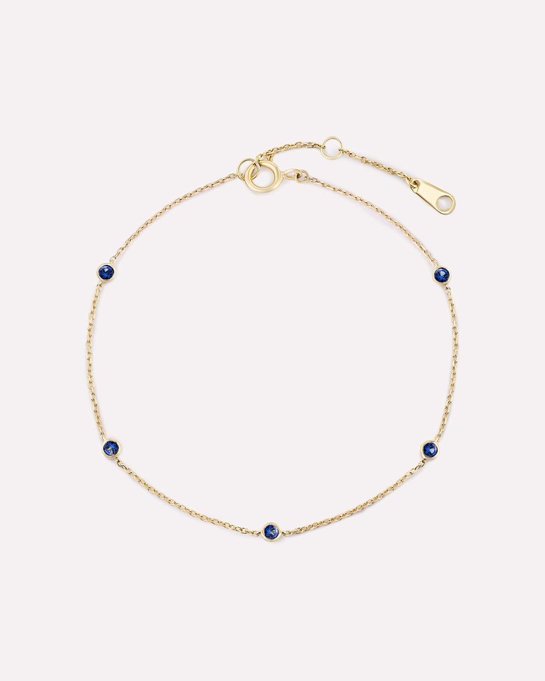 Solid Yellow Gold - Sapphire Birthstone Station Bracelet