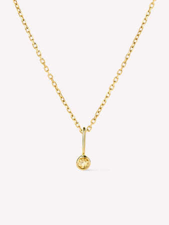 Solid Gold Citrine Spring Ring Clasp Birthstone Pendant Necklaces For Women Ana Gold Birthstone Necklace