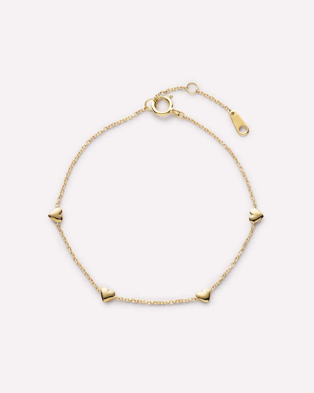 Solid Yellow Gold - Heart Station Bracelet