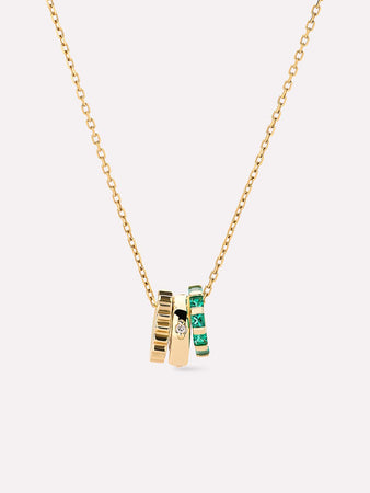 Solid Gold Diamond Emerald Pendant Necklaces For Women Emerald Zeno Charm Necklace