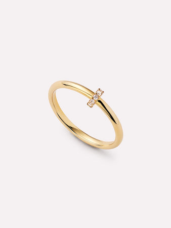 Solid Yellow Gold - Diamond Link Ring