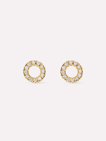 Solid Yellow Gold - Diamond Circle Studs
