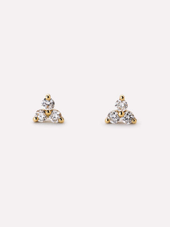 Solid Gold Diamond Fine Piercing Stud Earrings For Women Ana Luisa Diamond Trefoil Studs