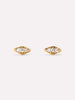 Gold Stud Earrings - Mini Diamond Navette Studs