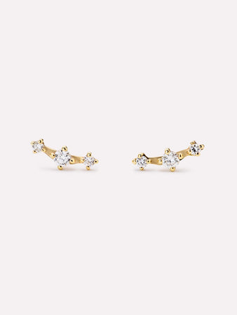 Solid Gold Diamond Fine Piercing Stud Earrings For Women Ana Luisa Triple Diamond Studs