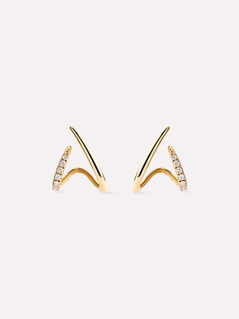 Solid Gold Diamond Fine Stud Earrings For women Ana Luisa Diamond Aurora Huggie Studs