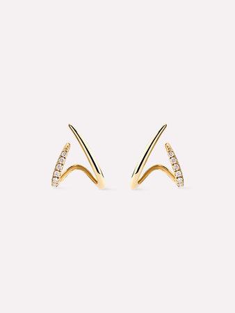 Solid Yellow Gold - Diamond Aurora Huggie Studs