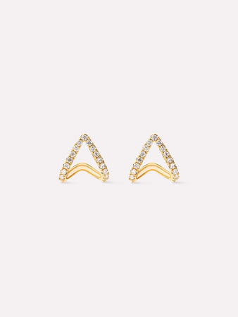 Solid Yellow Gold - Diamond Velora Huggie Studs