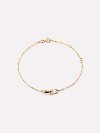 Solid Yellow Gold - Diamond Link Bracelet