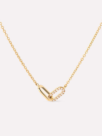 Solid Yellow Gold - Diamond Link Necklace