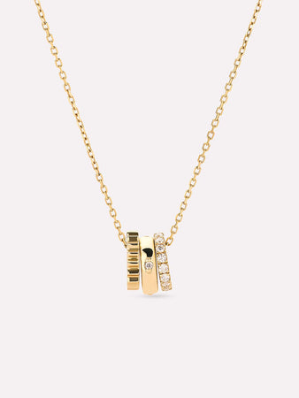 Solid Yellow Gold - Diamond Zeno Charm Necklace