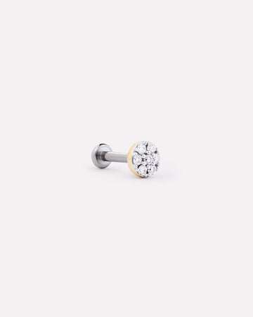 Solid Yellow Gold - Diamond Circle Flatback Single Stud