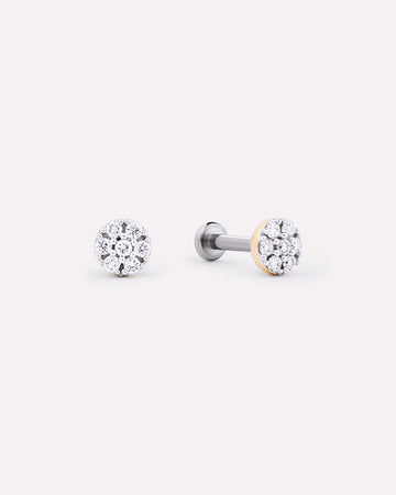 Solid Yellow Gold - Diamond Circle Flatback Studs
