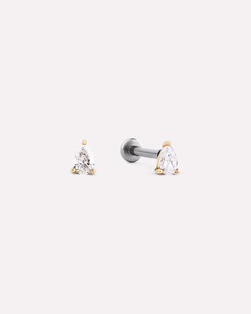 Solid Yellow Gold - Diamond Pear Flatback Studs