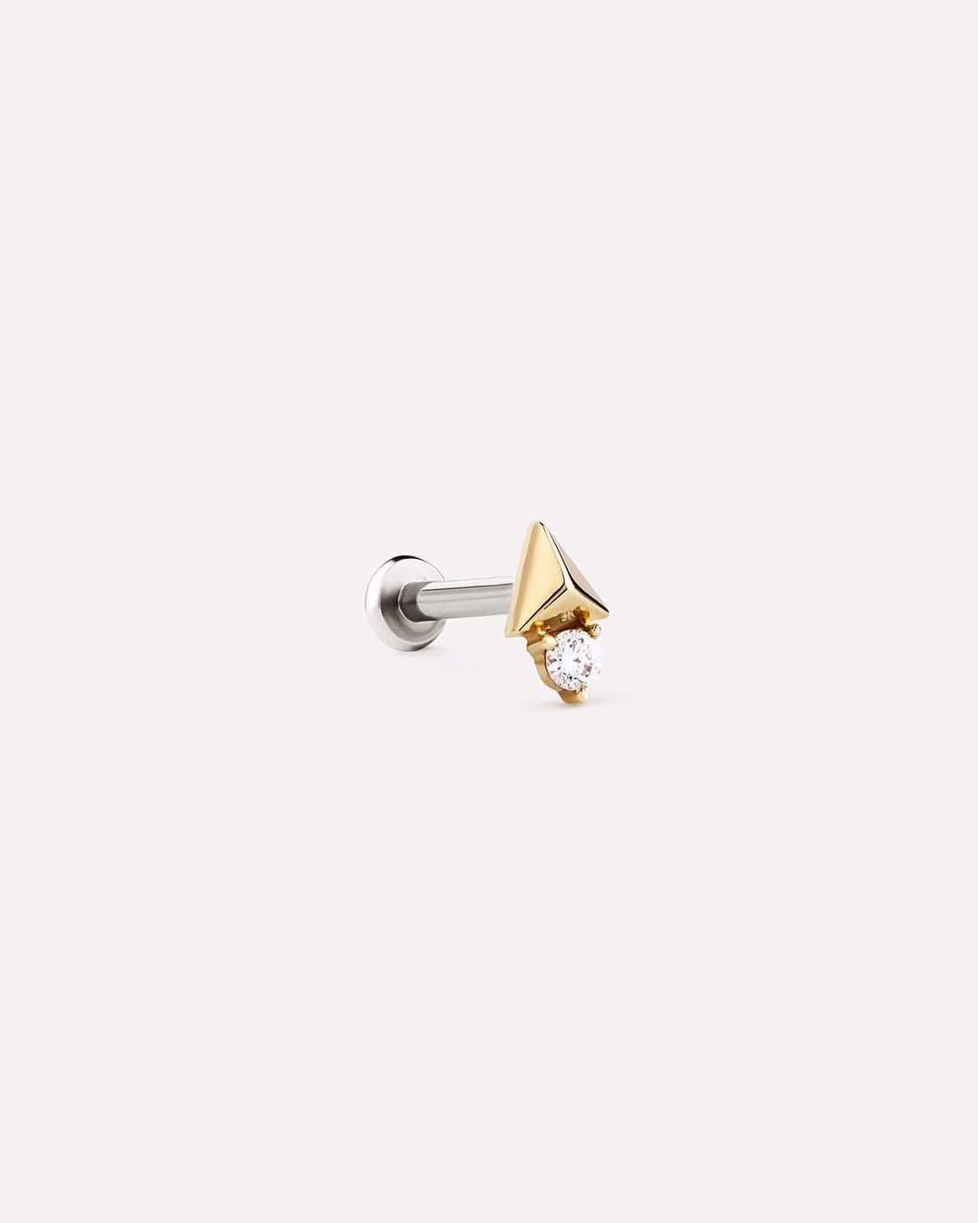 Solid Yellow Gold - Diamond Pyramid Flatback Single Stud