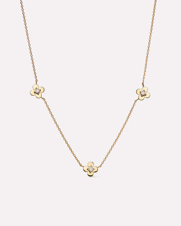 Solid Gold Diamond Solid Bloom Spring Ring Clasp Fine Flower Chain Necklaces Ana Luisa Mini Flower Station Necklace