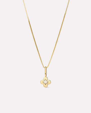 Solid Gold Diamond Solid Bloom Spring Ring Clasp Fine Flower Pendant Necklaces Ana Luisa Diamond Flower Charm Necklace