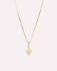 Solid Yellow Gold - Diamond Flower Charm Necklace