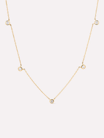 Solid Gold Diamond Spring Ring Clasp Chain Necklaces For Women Ana Luisa Diamond Station Necklace