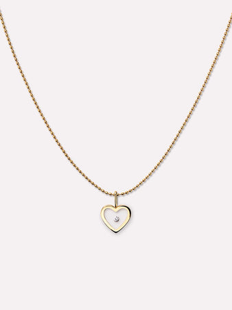 Gold Pendant Necklace - Heart Floating Diamond Necklace
