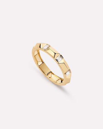 Solid Yellow Gold - Astrid Diamond Station Ring