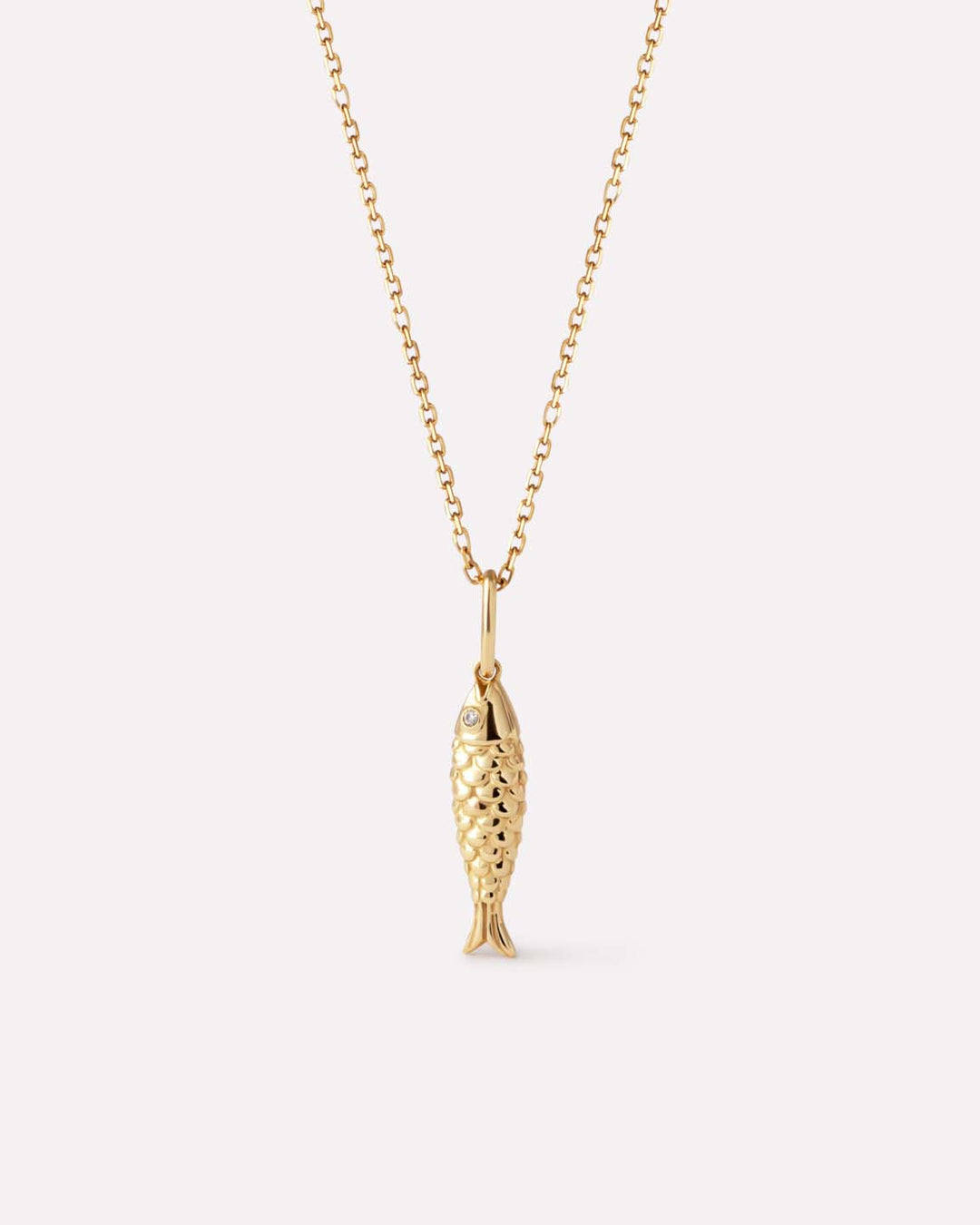 Solid Yellow Gold - Gold Fish Necklace