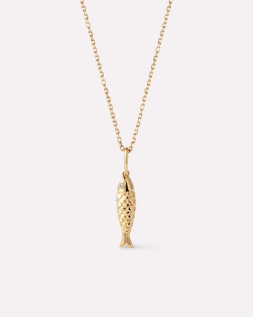Solid Yellow Gold - Gold Fish Necklace