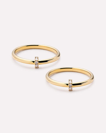 Solid Yellow Gold - Double Diamond Link Ring