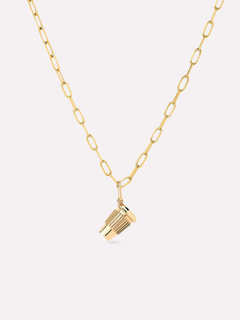 Solid Yellow Gold - Coffee Charm Necklace