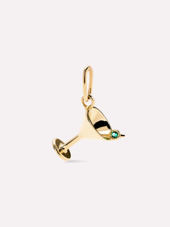 Solid Yellow Gold - Emerald Martini Charm