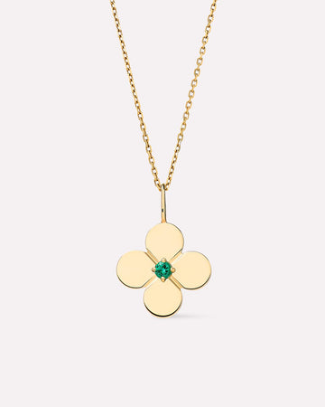 Solid Gold Emerald Solid Bloom Spring Ring Clasp Fine Green Flower Pendant Necklaces Ana Luisa Large Emerald Flower Charm Necklace