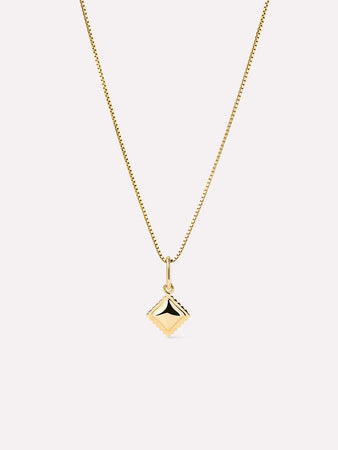 Solid Yellow Gold - Ravioli Charm Necklace
