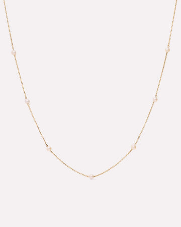Solid Yellow Gold - Pearl Station Necklace