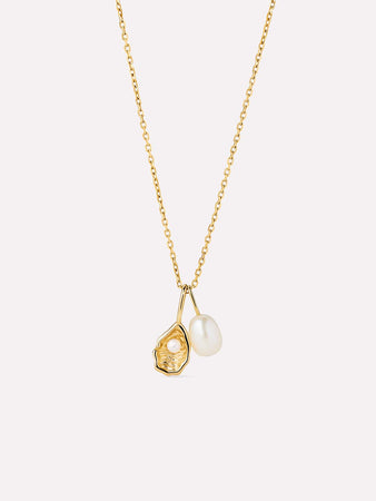 Solid Yellow Gold - Oyster Charm Necklace