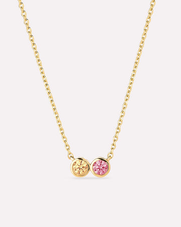 Solid Yellow Gold - 2 Stone Birthstone Necklace
