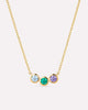 Solid Yellow Gold - 3 Stone Birthstone Necklace