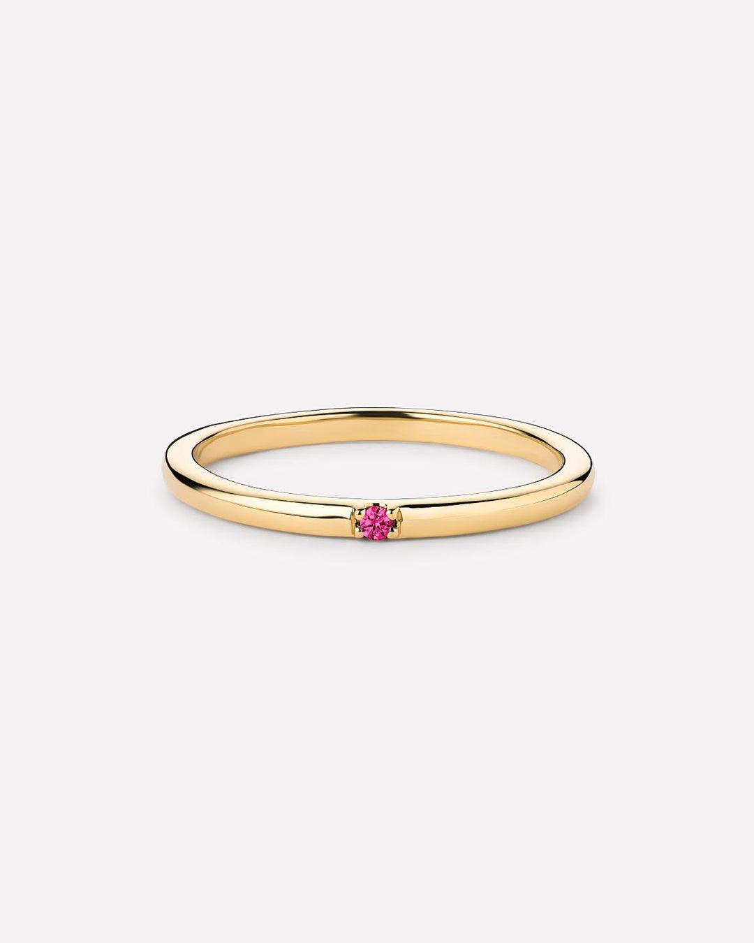 Solid Yellow Gold - Solo Birthstone Ring