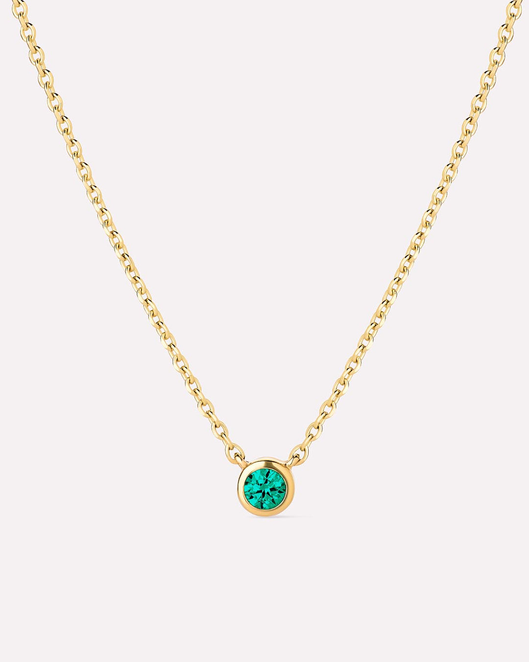 Solid Yellow Gold - Solo Birthstone Necklace
