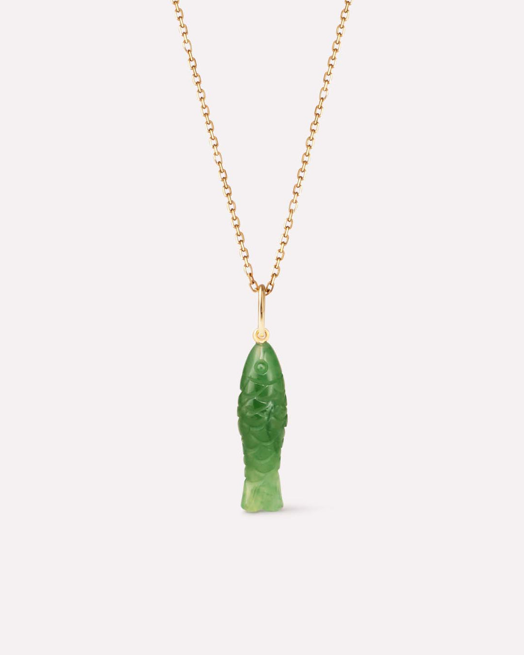 Solid Yellow Gold - Gemstone Fish Necklace