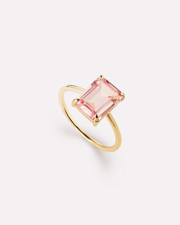 Solid Yellow Gold - Light Pink Sapphire Spritz Ring